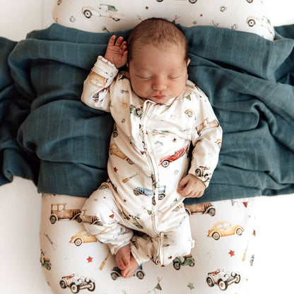 Snuggle Hunny - Vintage Cars Organic Snugglesuit Convertible Romper