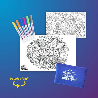 Little Change Creators - SPLASH! Pocket Reusable Colouring Set | Sealife Travel Toy