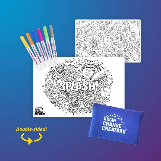 Little Change Creators - SPLASH! Pocket Reusable Colouring Set | Sealife Travel Toy
