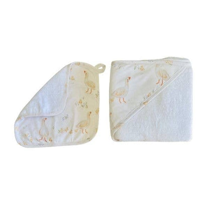 Hooded Towel & Wash Cloth Set Goosey Gander