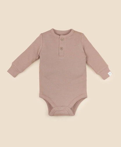 Lūmmi in Colour Babywear - Organic Cotton Waffle Long Sleeve Bodysuit - Mocha