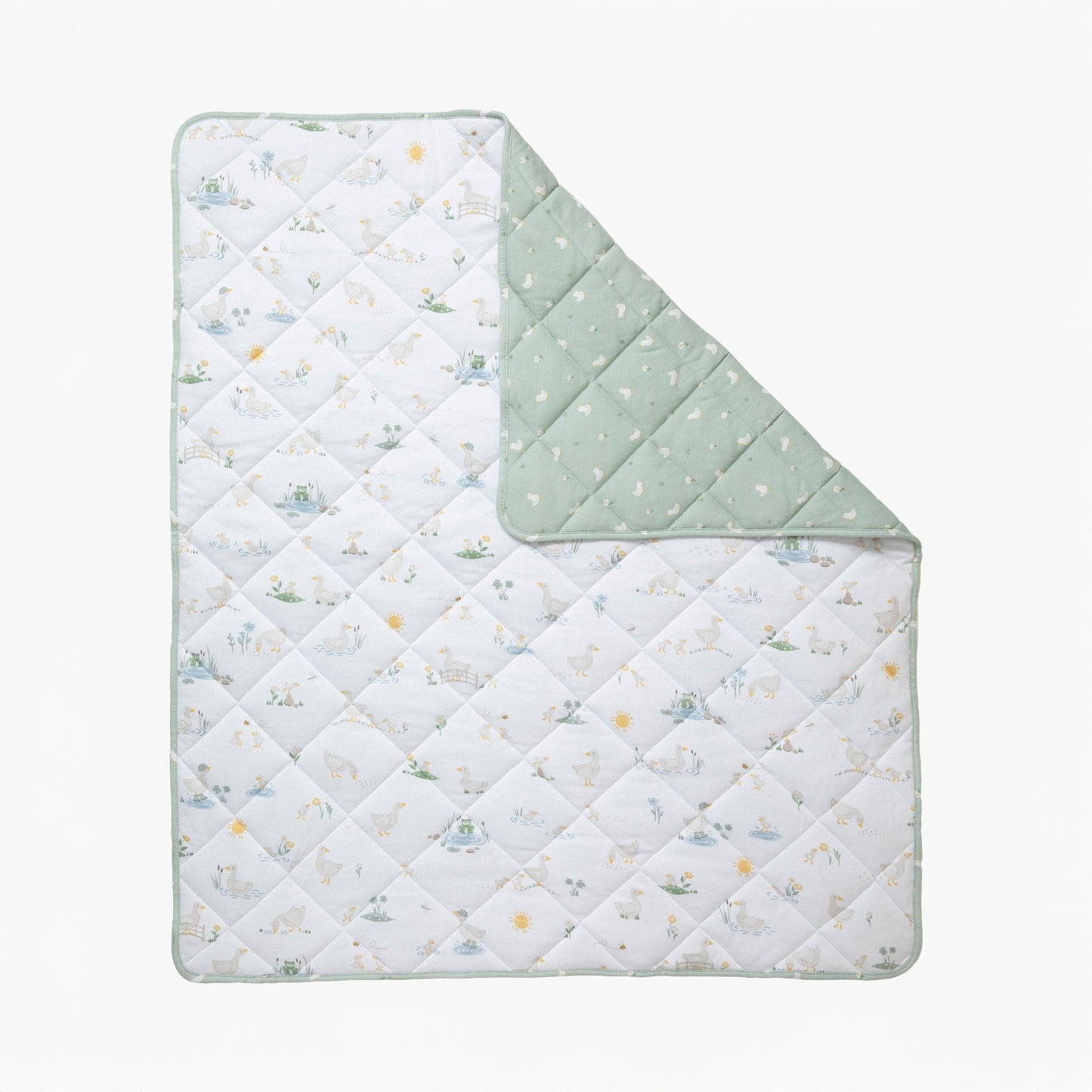 Living Textiles - Organic Jersey Quilted Cot Comforter - Goosey Goosey