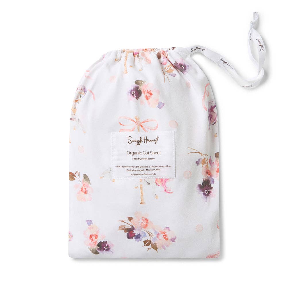 Snuggle Hunny - Carousel Organic Fitted Cot Sheet