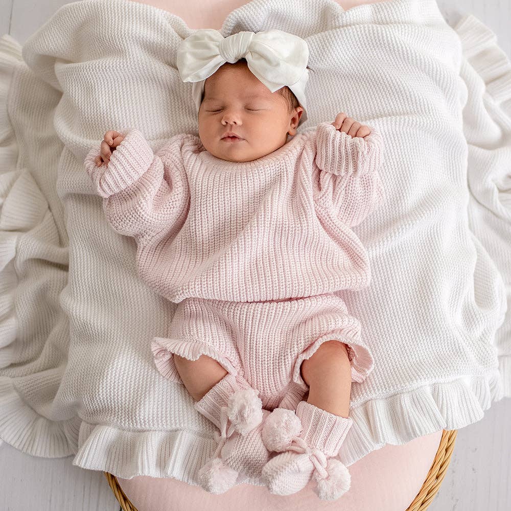 Snuggle Hunny - Blush Pink Organic Cotton Knit Booties