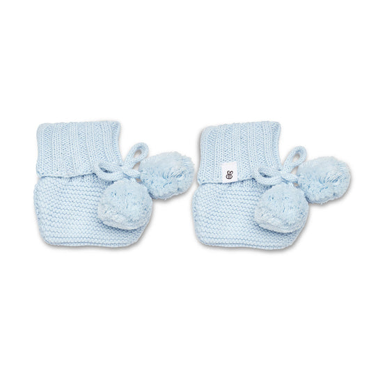Baby Blue Cotton Knit Booties flatlay