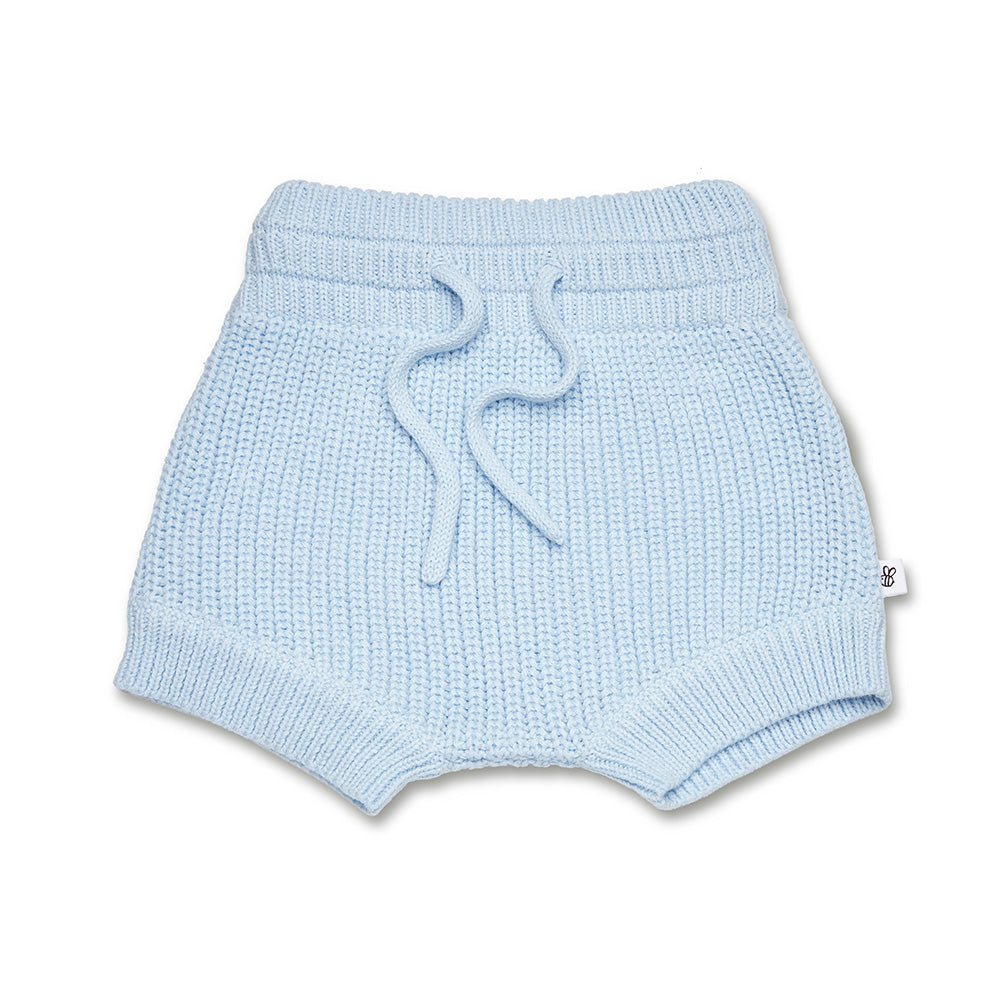 Baby Blue Knit Shorts flatlay front