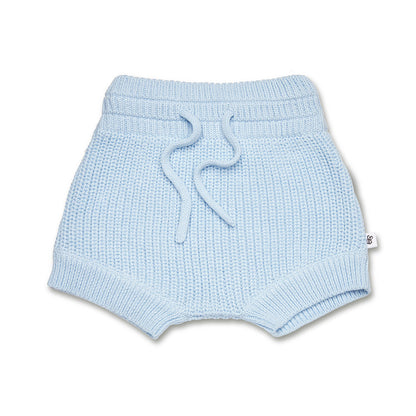 Baby Blue Knit Shorts flatlay front