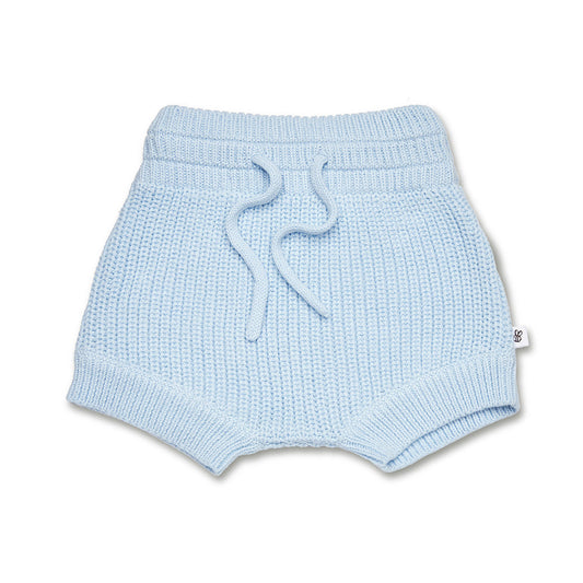 Baby Blue Knit Shorts flatlay front