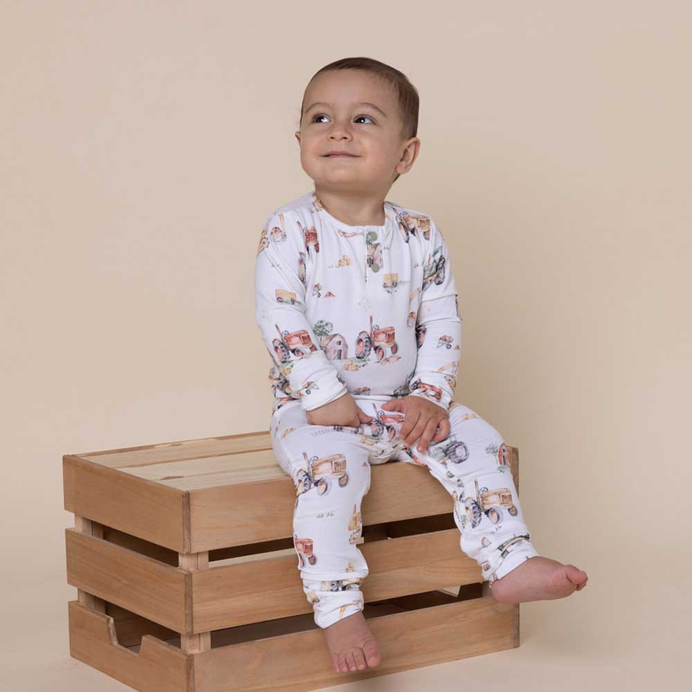 Snuggle Hunny Diggers & Tractors Organic Growsuit