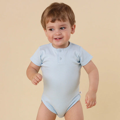 Snuggle Hunny - Baby Blue Short Sleeve Organic Bodysuit