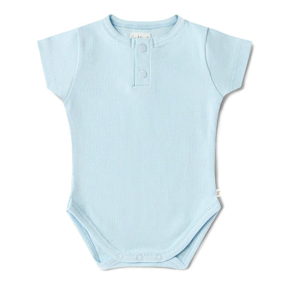 Snuggle Hunny - Baby Blue Short Sleeve Organic Bodysuit
