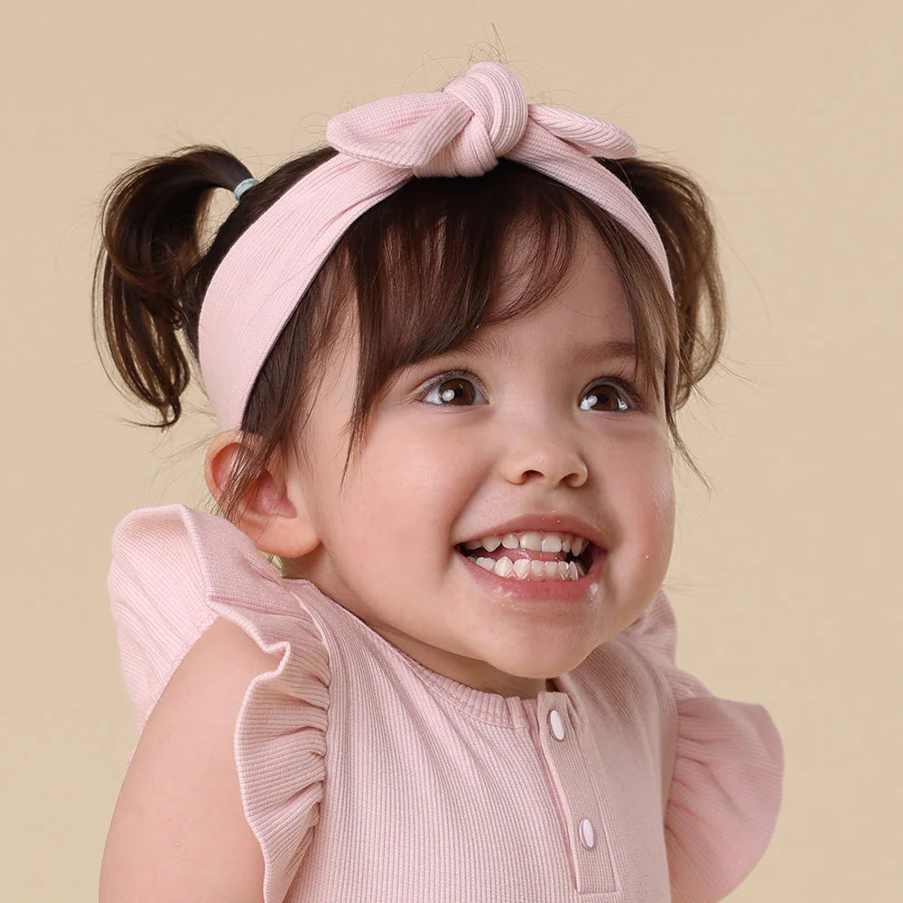 Snuggle Hunny - Baby Pink Ribbed Organic Topknot