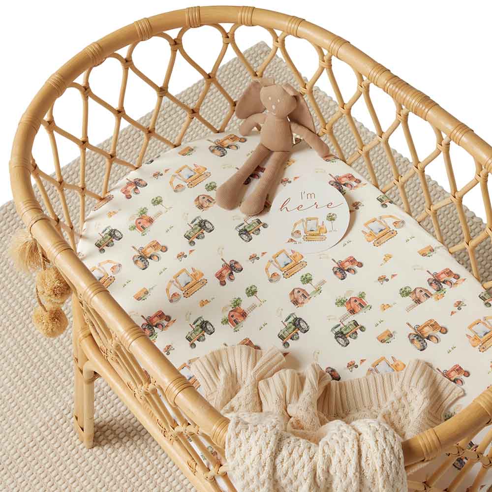 Snuggle Hunny Diggers & Tractors Organic Bassinet Sheet / Change Pad Cover