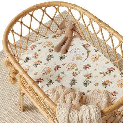Snuggle Hunny Diggers & Tractors Organic Bassinet Sheet / Change Pad Cover