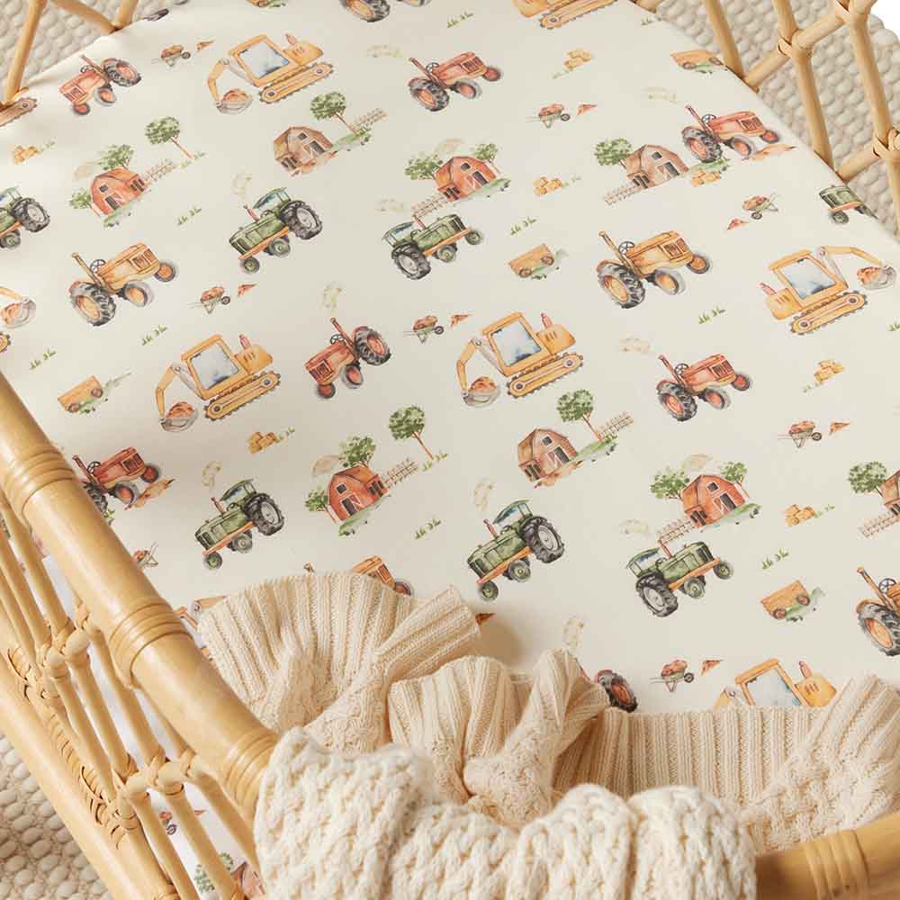 Snuggle Hunny Diggers & Tractors Organic Bassinet Sheet / Change Pad Cover