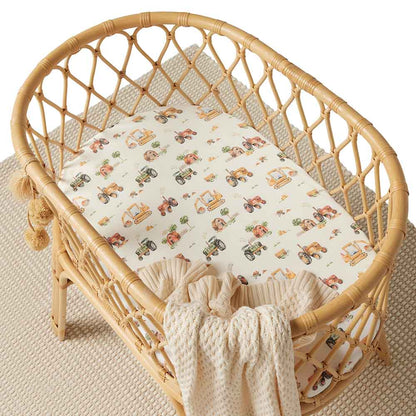 Snuggle Hunny Diggers & Tractors Organic Bassinet Sheet / Change Pad Cover