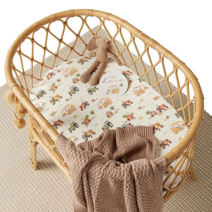 Snuggle Hunny Diggers & Tractors Organic Bassinet Sheet / Change Pad Cover