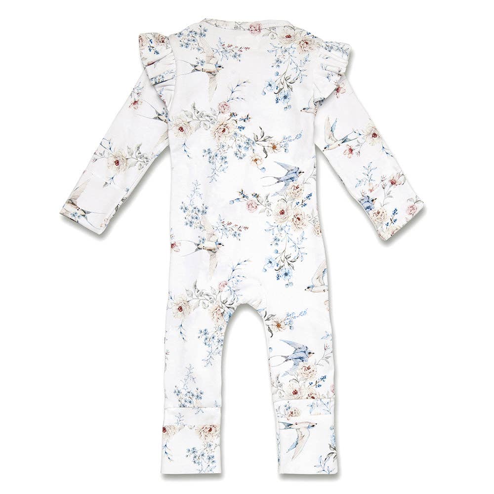 Snuggle Hunny - Sweet Swallows Organic Snugglesuit Convertible Romper