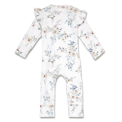 Snuggle Hunny - Sweet Swallows Organic Snugglesuit Convertible Romper