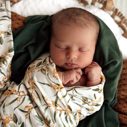 Snuggle Hunny - Golden Wattle Organic Jersey Wrap & Topknot Set