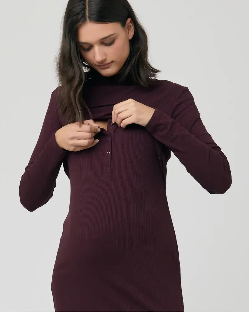 Ripe Maternity - Ruby Rib Nursing Dress