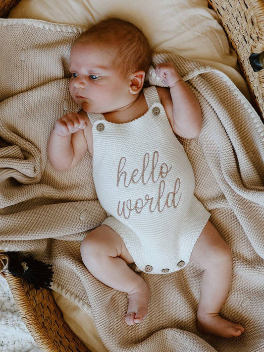Elke & Indigo - Hello World Romper - White/Mocha