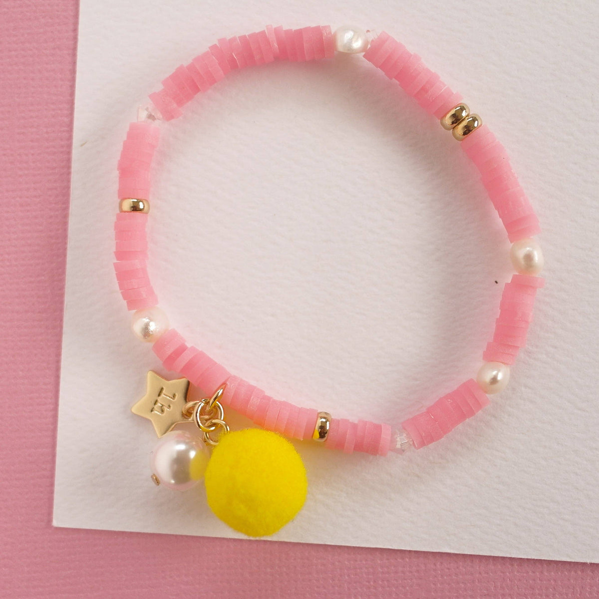 Lauren Hinkley Australia - Pink Bracelet with Pom Pom and Pearl