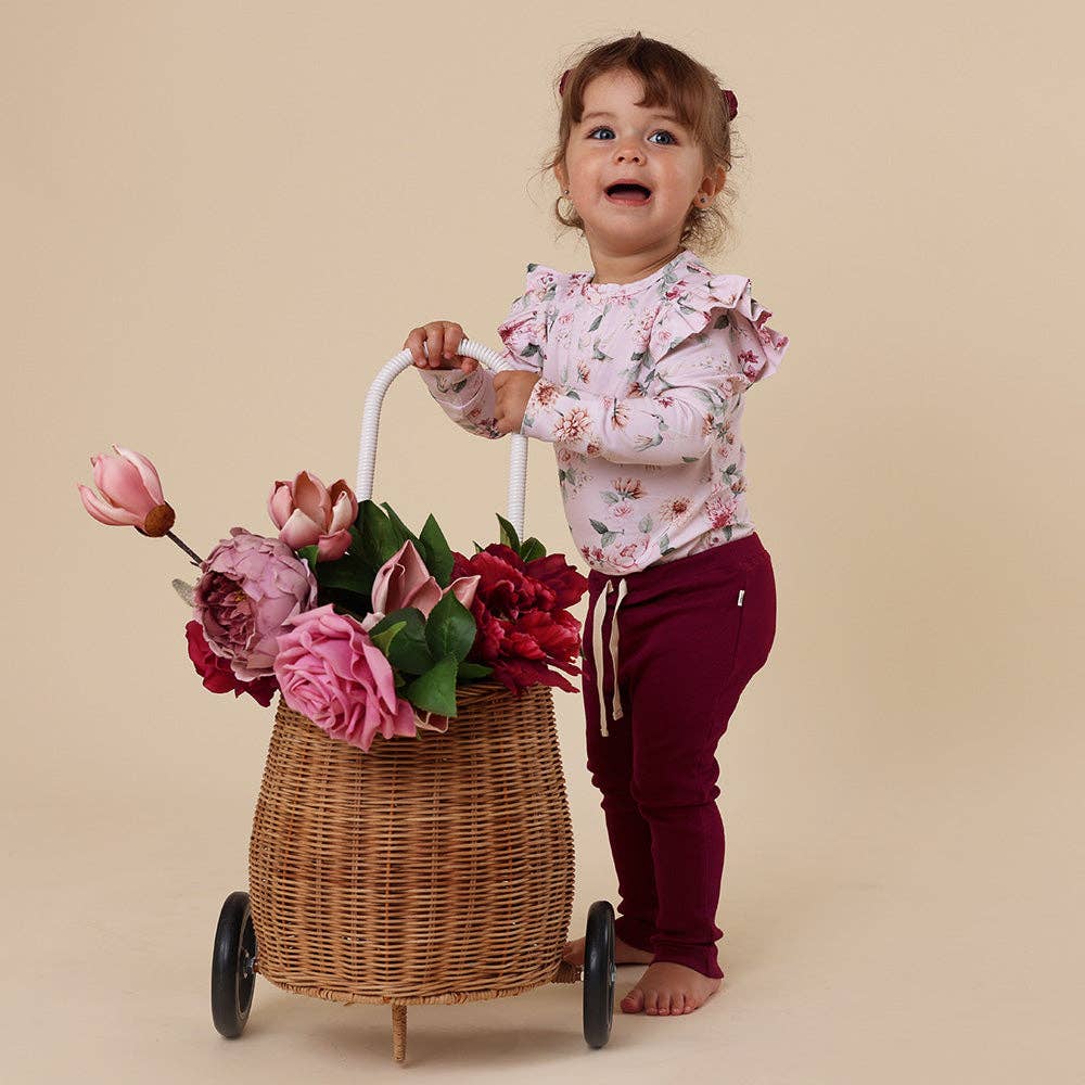 Snuggle Hunny - Birds & Blooms Long Sleeve Organic Bodysuit with Frill