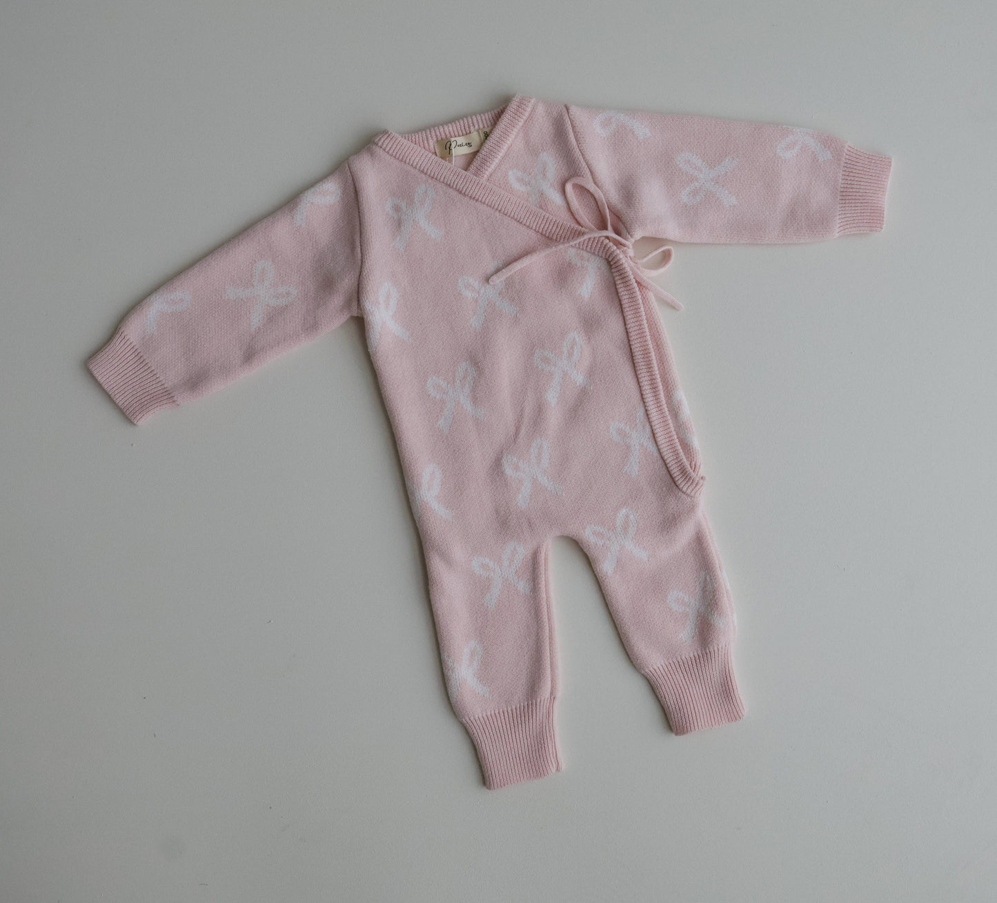 Petite + Co - Kimono Bow Romper - Baby Pink
