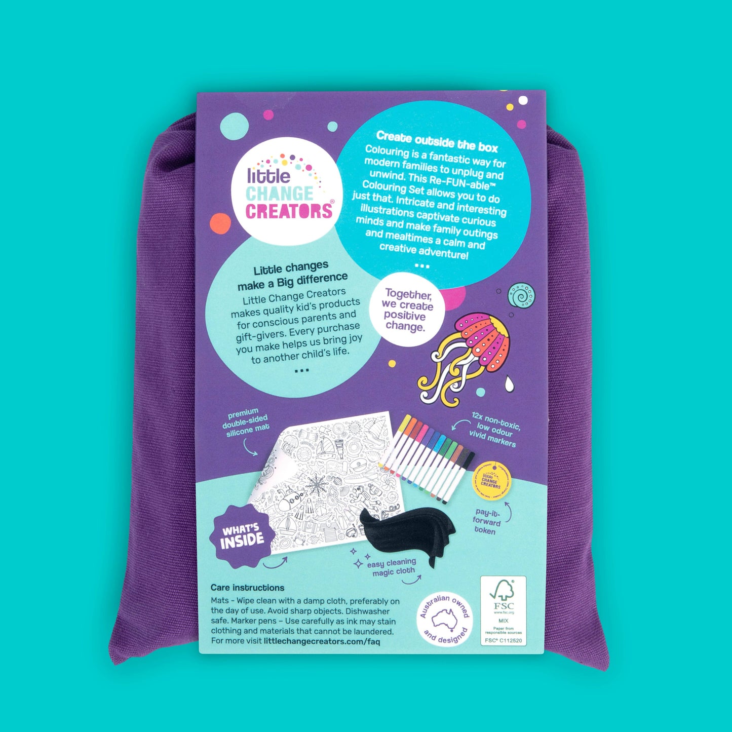 Little Change Creators - SEASIDE | Eco-Friendly Kid's Wipeable Colouring Set