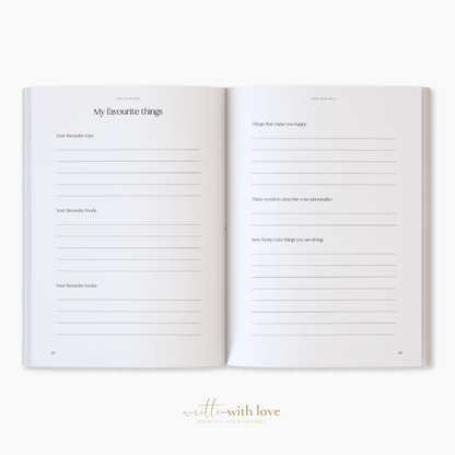 Written With Love - Baby Memory Book with Keepsake Box - Peony Pink