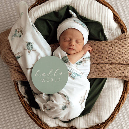 Snuggle Hunny - Turtle Organic Jersey Wrap & Beanie Set