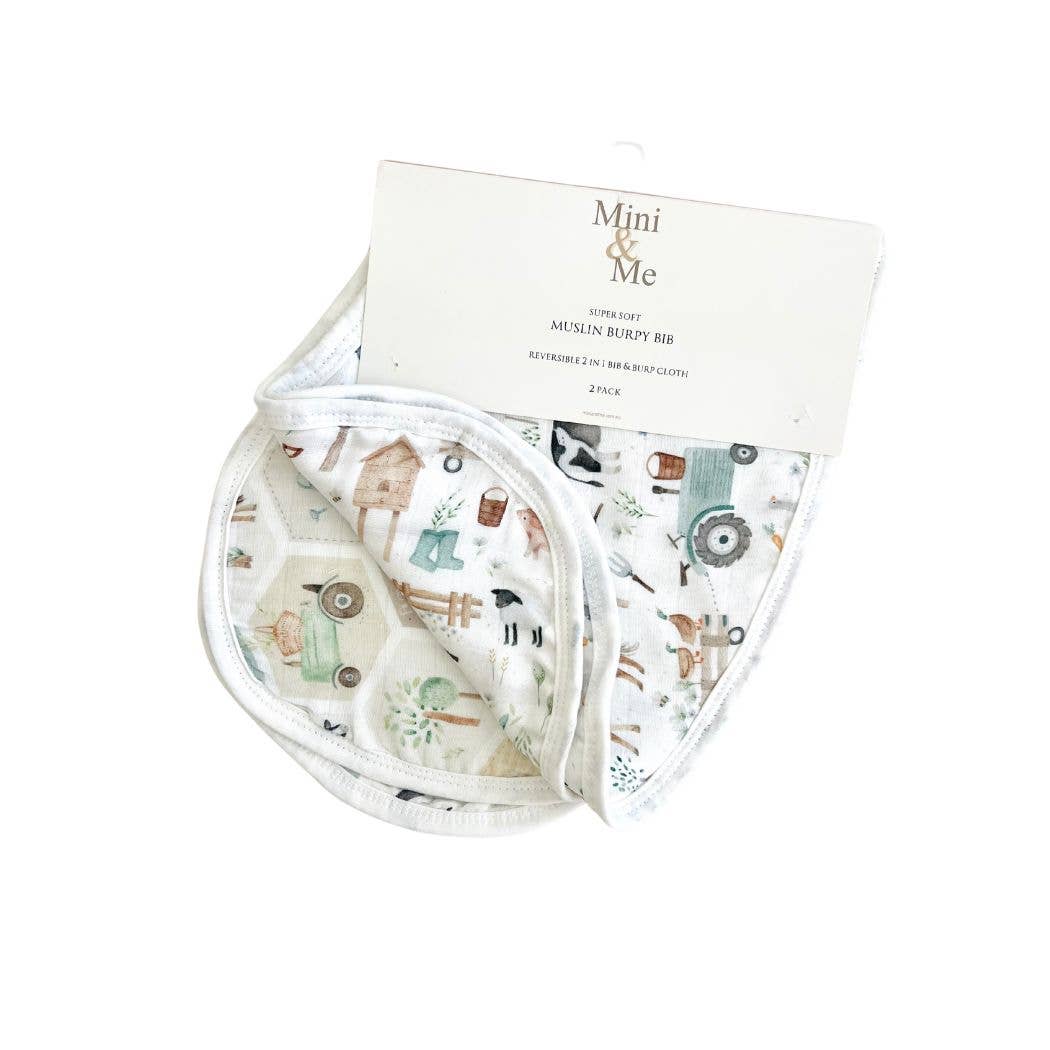 Cuddle Bug & Co - Burp Bib 2pk Patchwork Farm & Farm Life