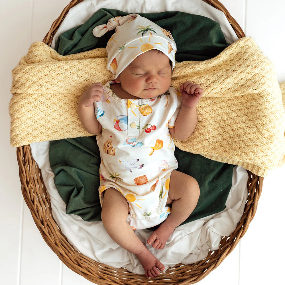 Snuggle Hunny - Beach Fun Short Sleeve Organic Bodysuit