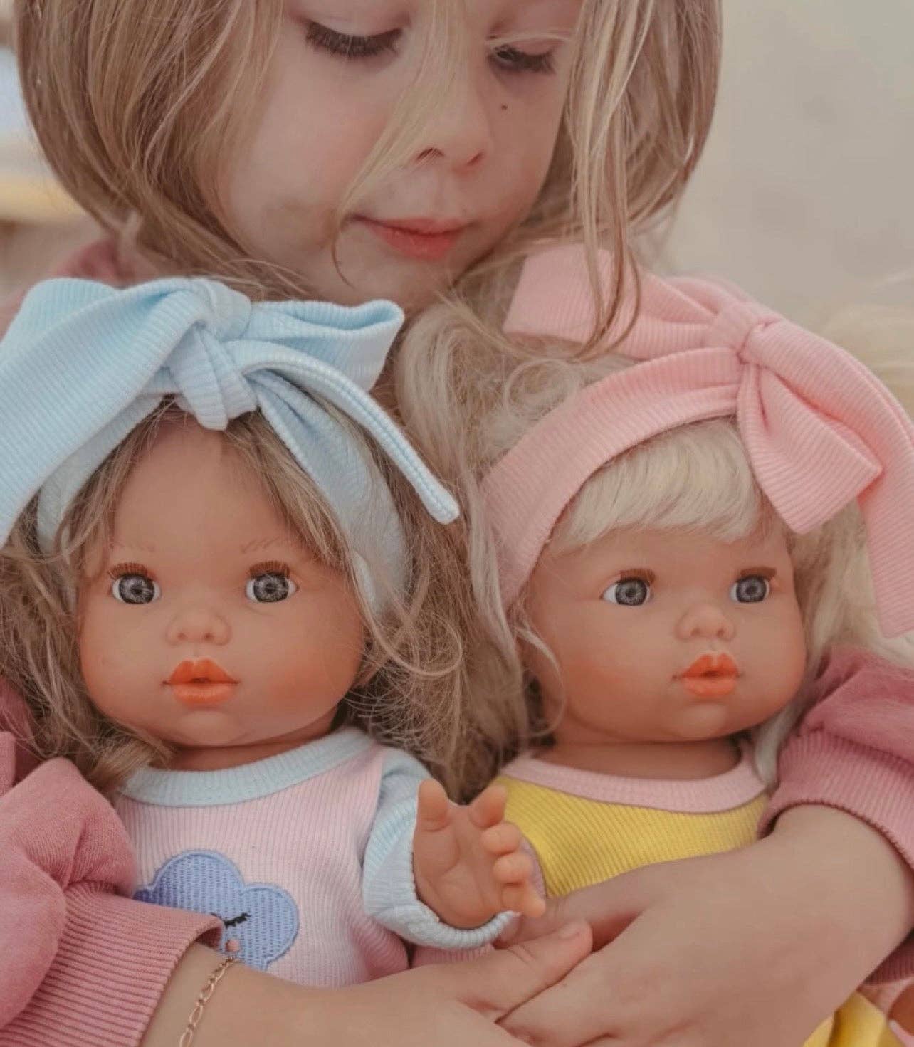 SALLI COLLECTIVE - Doll Moonbeam Romper + Bow set - Fits 34-38cm Minikane Gordis, Mini Colettos, Llorens dolls