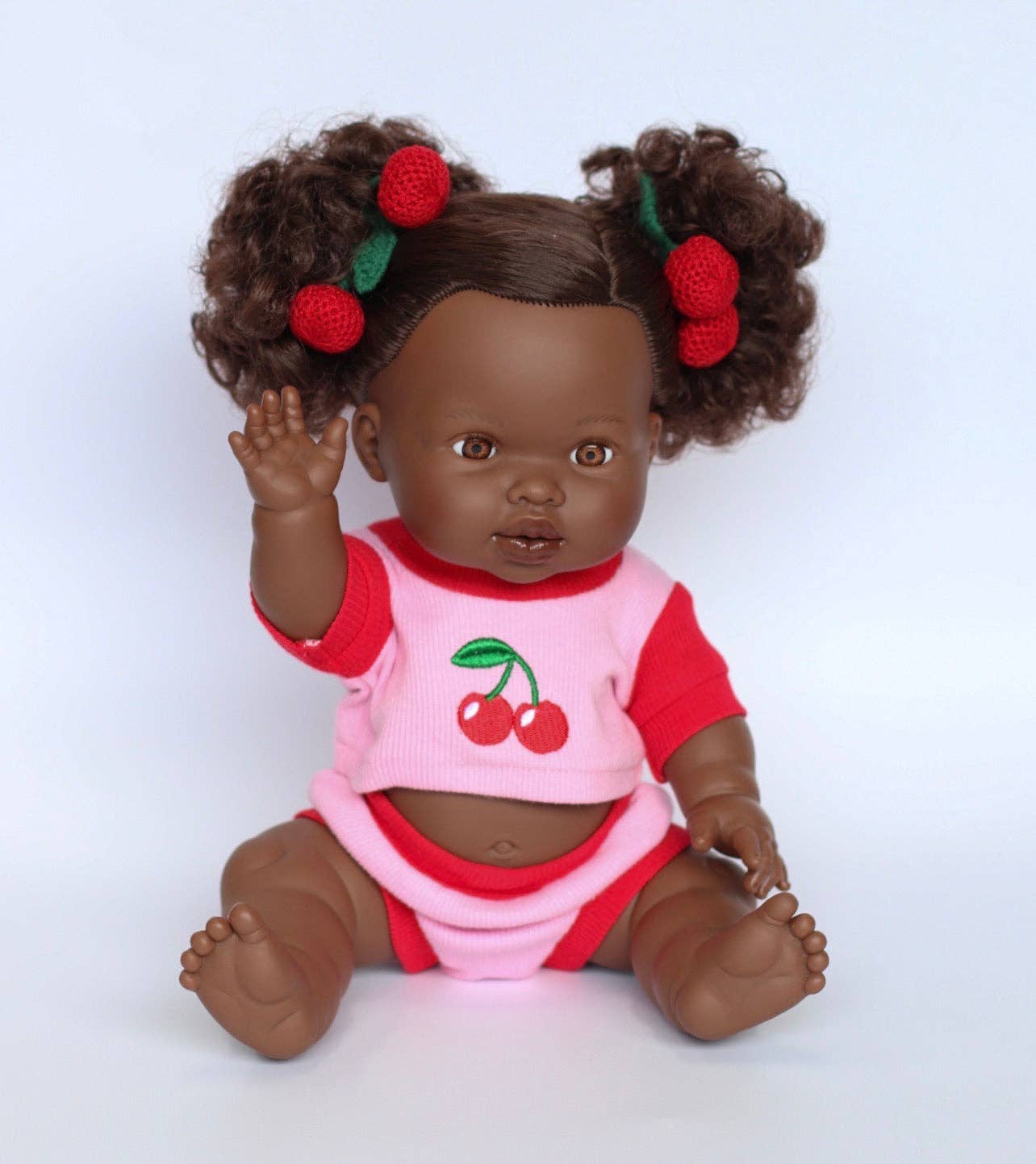 SALLI COLLECTIVE - Cherry Dolls top + Bloomer shorts set 34-38cm Dolls