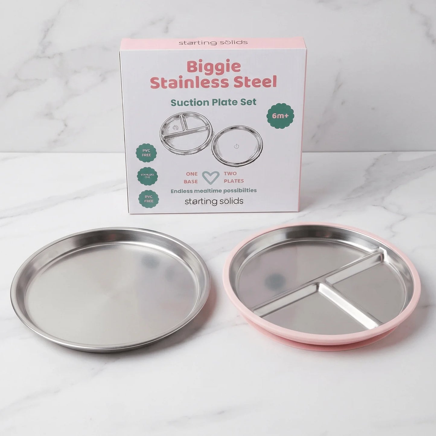 Biggie Stainless Steel Suction Plate Set