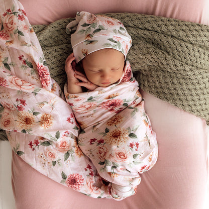 Snuggle Hunny Birds and Blooms muslin wrap detail