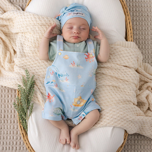 Snuggle Hunny - Blue Little Subs Organic Snuggle Overall Shorts