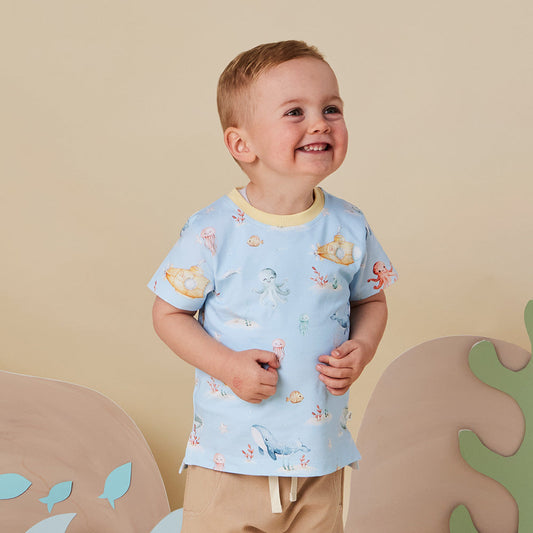 Snuggle Hunny - Blue Little Subs Organic Short Sleeve T-Shirt