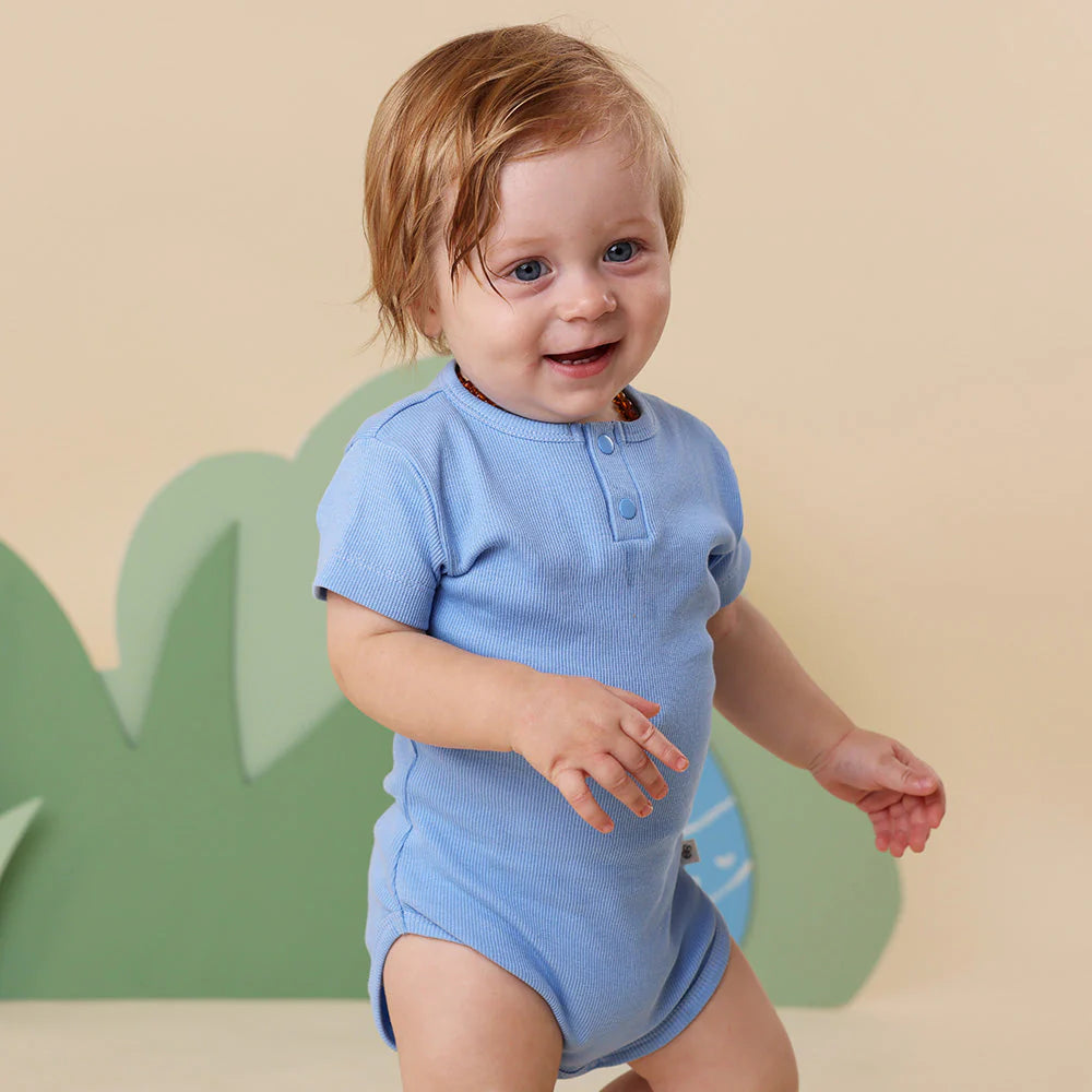Snuggle Hunny - Bluebell Short Sleeve Organic Bodysuit