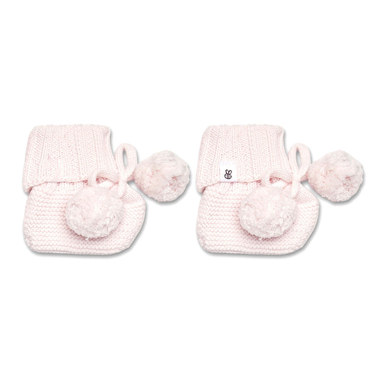 Blush Pink Cotton Knit Booties flatlay