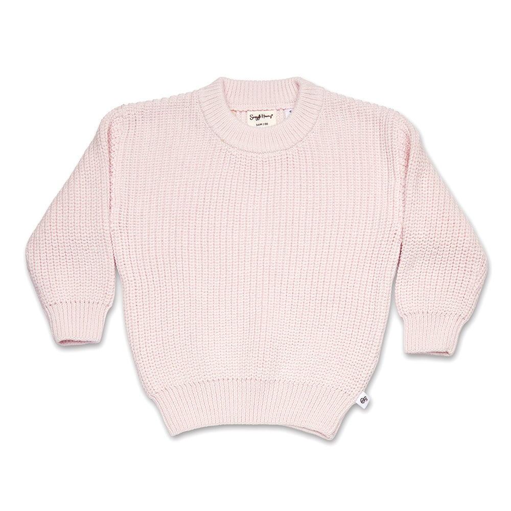Blush Pink Oversized Knit Jumper flatlay