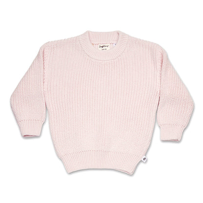 Blush Pink Oversized Knit Jumper flatlay