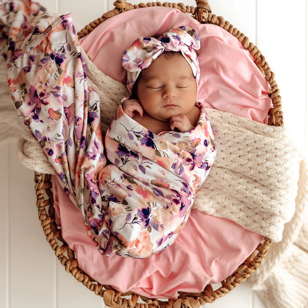 Snuggle Hunny - Blushing Beauty Jersey Wrap & Topknot Set