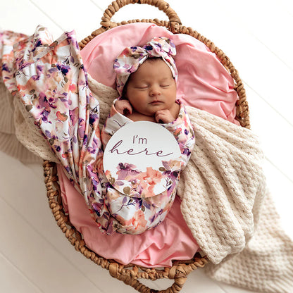 Snuggle Hunny - Blushing Beauty Jersey Wrap & Topknot Set