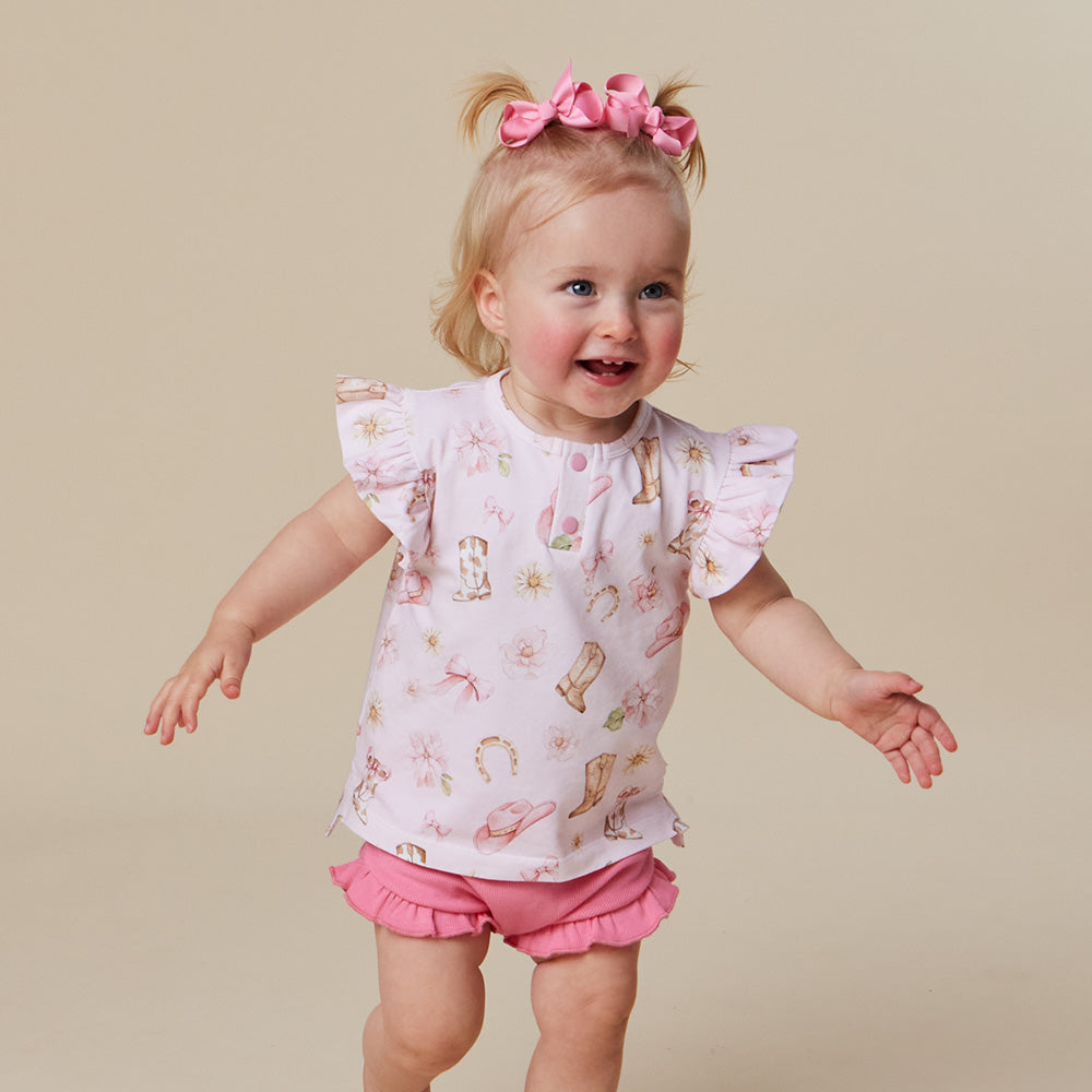 Boots & Bows Organic Short Sleeve Top with Frill
