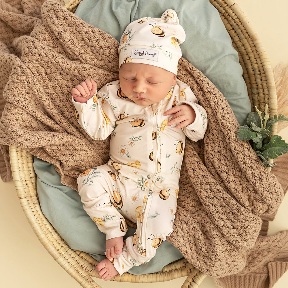 Snuggle Hunny Bumblebees convertible romper lifestyle