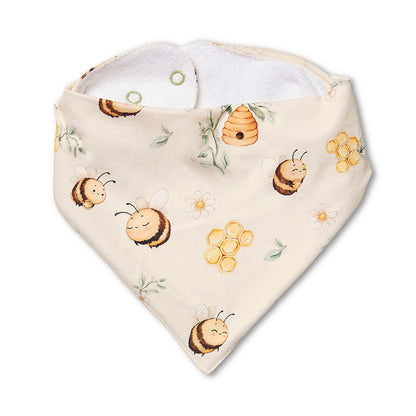 Snuggle Hunny Bumblebees organic dribble bib flatlay