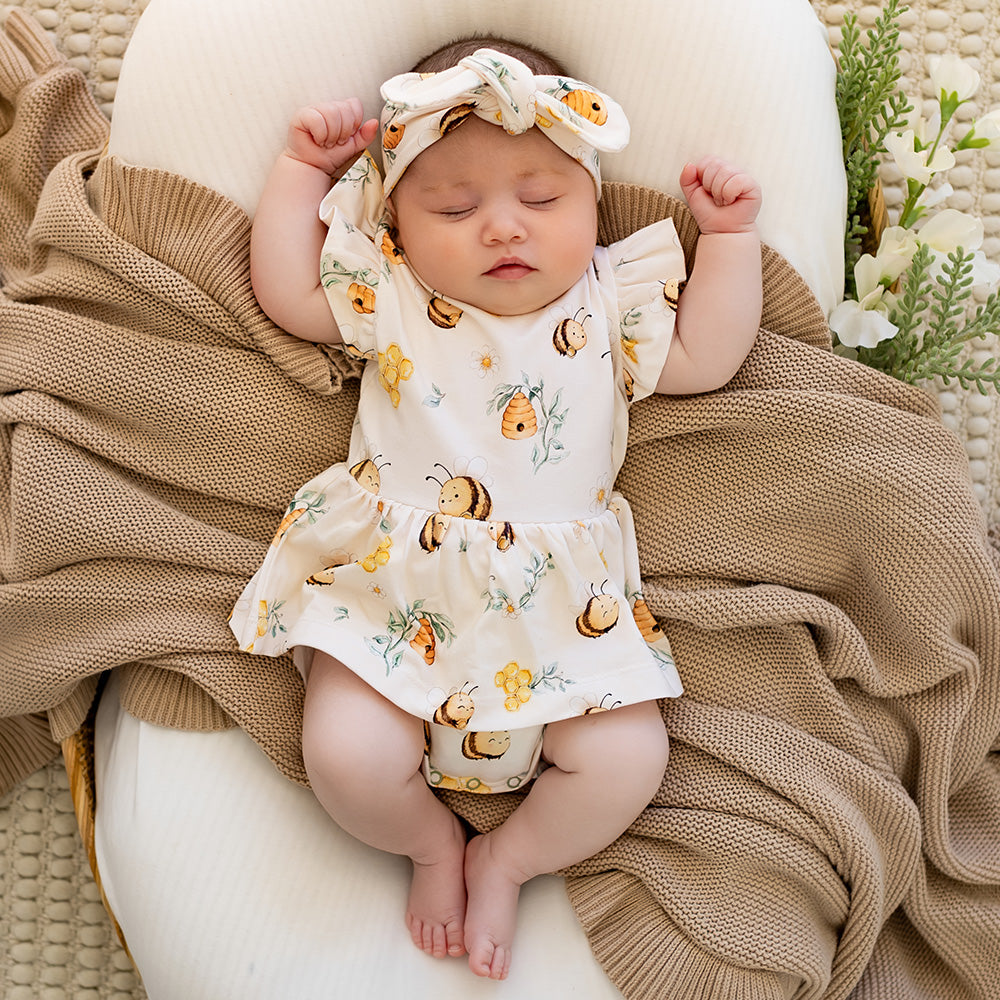 Snuggle Hunny Bumblebees dress lifestyle